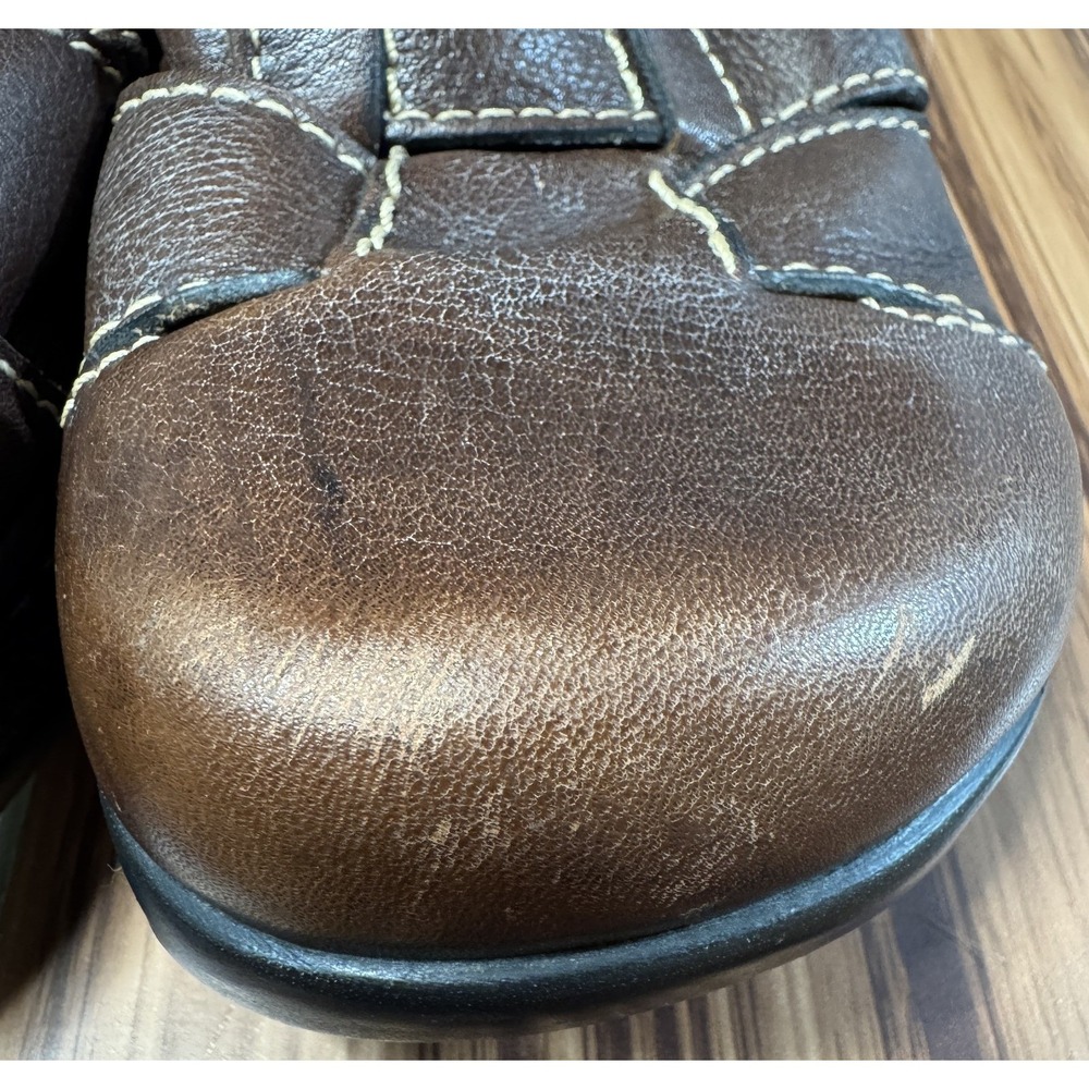 MIA Womens‎ 8.5 Brown Leather Fisherman Clog Sandals Wedge Platform Brazil - Picture 10 of 11